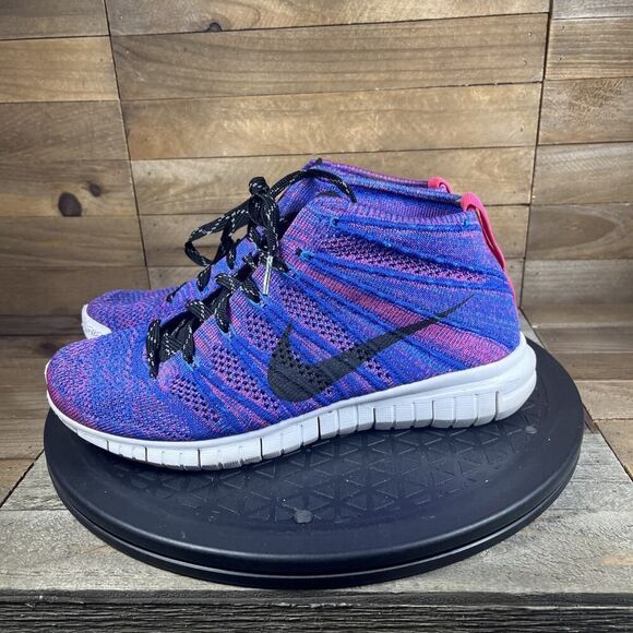 Nike Free Flyknit Chukka Women's Size 6.5 Running Shoes Hyper Pink Blue - Picture 3 of 10